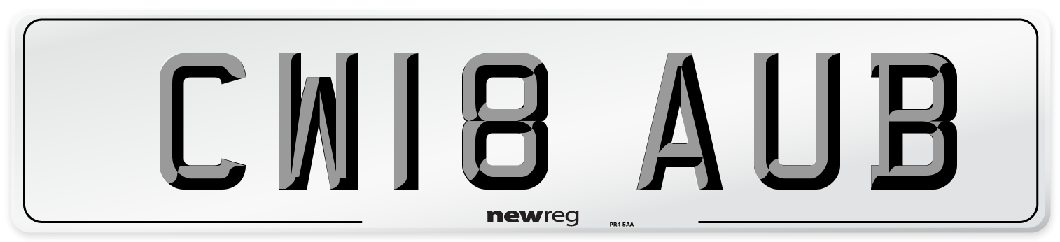 CW18 AUB Number Plate from New Reg
